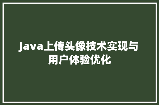 Java上传头像技术实现与用户体验优化