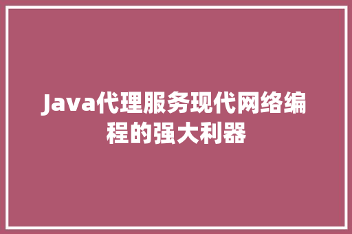 Java代理服务现代网络编程的强大利器