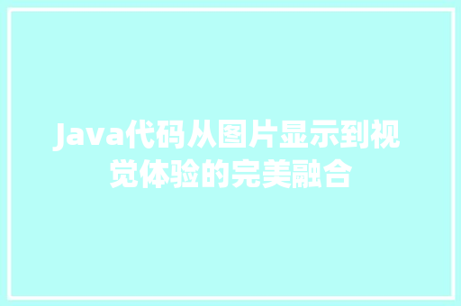 Java代码从图片显示到视觉体验的完美融合