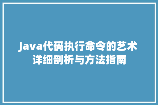 Java代码执行命令的艺术详细剖析与方法指南