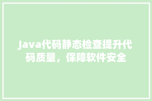 Java代码静态检查提升代码质量，保障软件安全