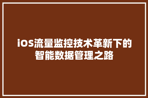 iOS流量监控技术革新下的智能数据管理之路