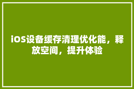 iOS设备缓存清理优化能，释放空间，提升体验