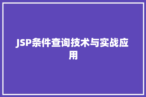 JSP条件查询技术与实战应用