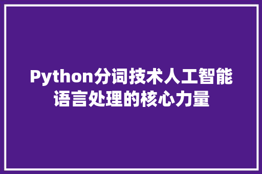 Python分词技术人工智能语言处理的核心力量