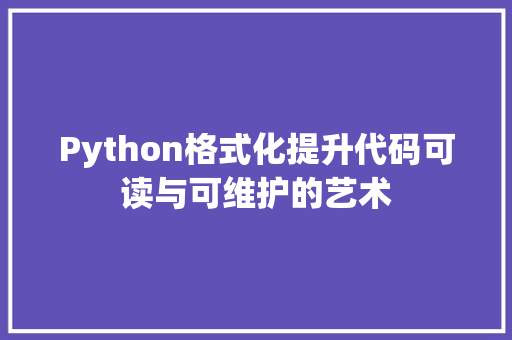 Python格式化提升代码可读与可维护的艺术