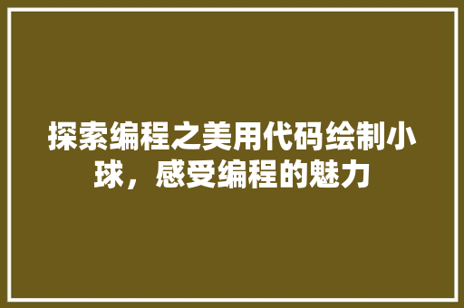 探索编程之美用代码绘制小球，感受编程的魅力  第1张