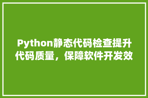 Python静态代码检查提升代码质量，保障软件开发效率
