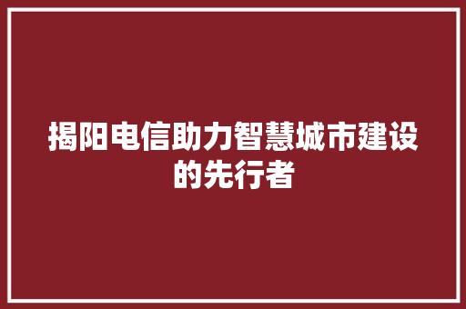 揭阳电信助力智慧城市建设的先行者