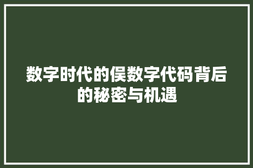 数字时代的俣数字代码背后的秘密与机遇