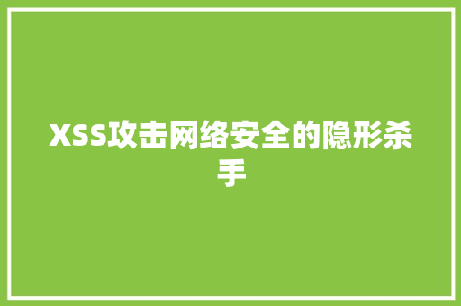 XSS攻击网络安全的隐形杀手