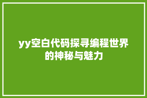 yy空白代码探寻编程世界的神秘与魅力  第1张