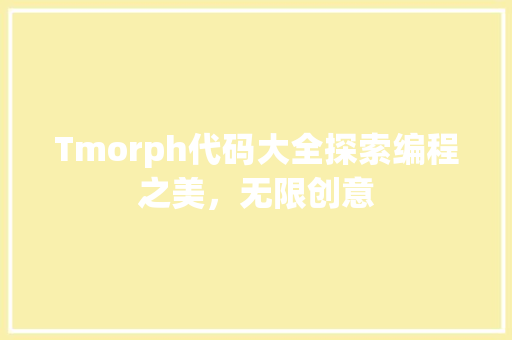 Tmorph代码大全探索编程之美，无限创意