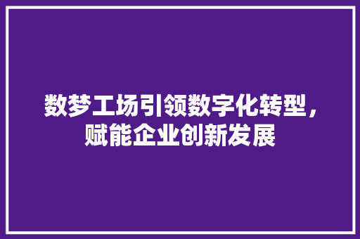 数梦工场引领数字化转型，赋能企业创新发展