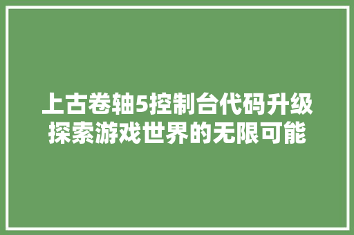 上古卷轴5控制台代码升级探索游戏世界的无限可能