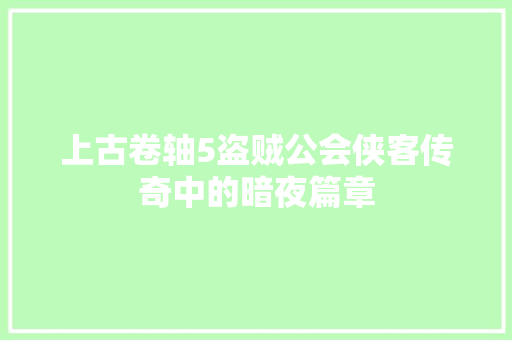 上古卷轴5盗贼公会侠客传奇中的暗夜篇章  第1张