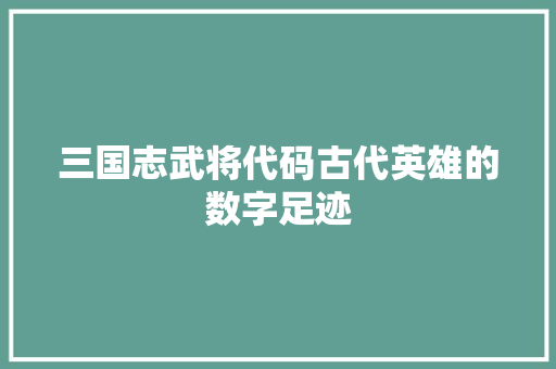 三国志武将代码古代英雄的数字足迹