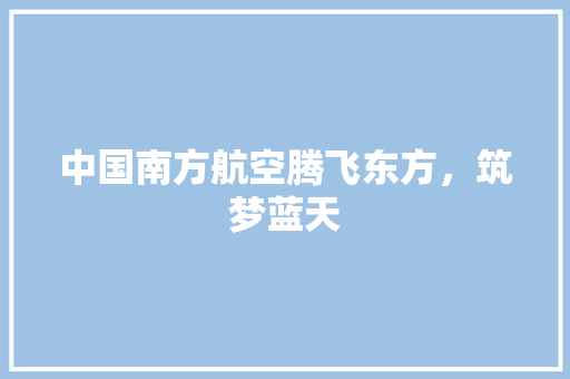 中国南方航空腾飞东方，筑梦蓝天