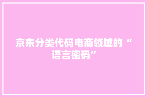 京东分类代码电商领域的“语言密码”
