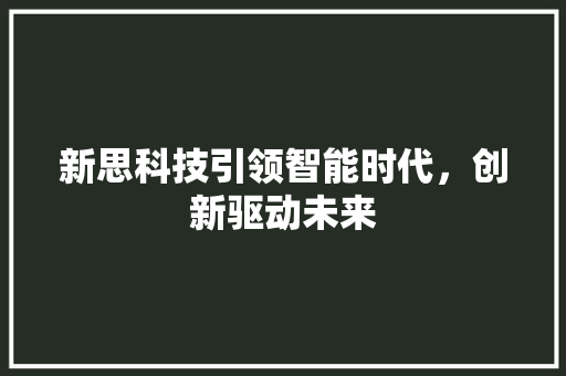 新思科技引领智能时代，创新驱动未来