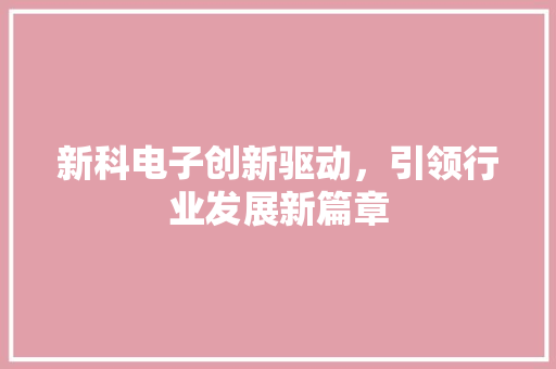 新科电子创新驱动，引领行业发展新篇章