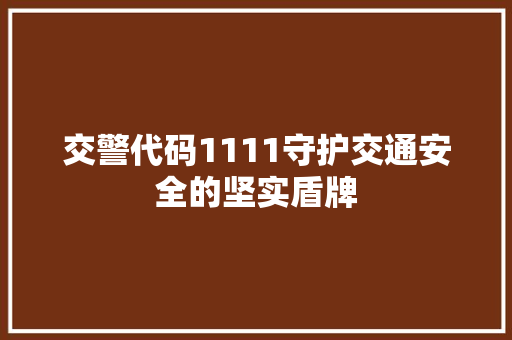 交警代码1111守护交通安全的坚实盾牌