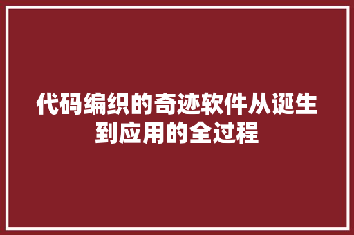 代码编织的奇迹软件从诞生到应用的全过程