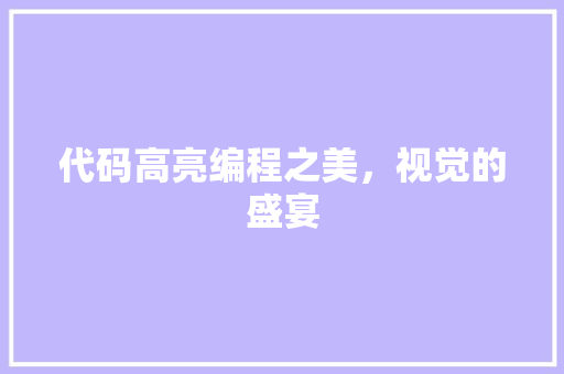 代码高亮编程之美，视觉的盛宴