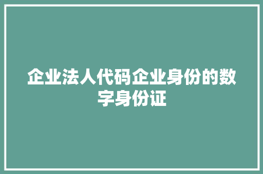 企业法人代码企业身份的数字身份证