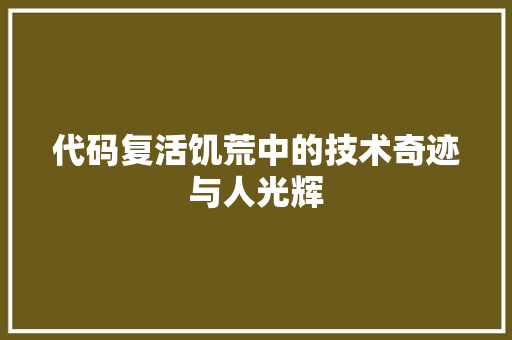 代码复活饥荒中的技术奇迹与人光辉