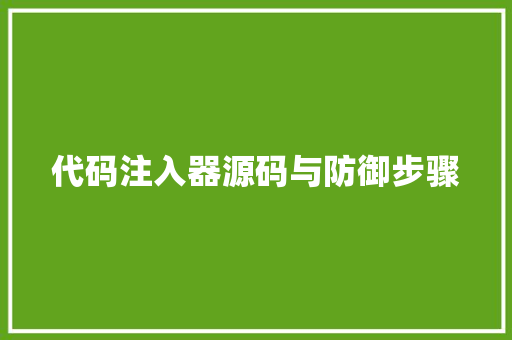 代码注入器源码与防御步骤