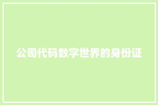 公司代码数字世界的身份证