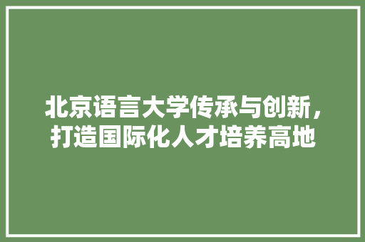北京语言大学传承与创新，打造国际化人才培养高地