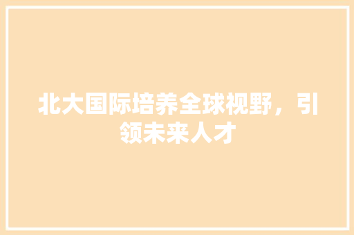 北大国际培养全球视野，引领未来人才