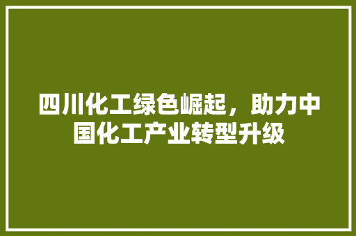 四川化工绿色崛起，助力中国化工产业转型升级