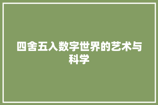 四舍五入数字世界的艺术与科学