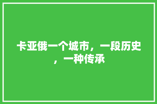 卡亚俄一个城市，一段历史，一种传承