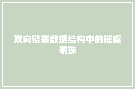 双向链表数据结构中的璀璨明珠
