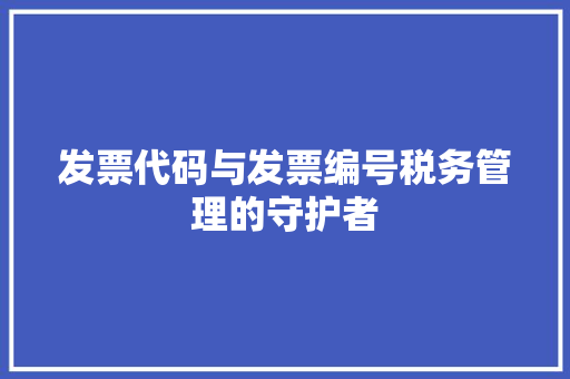 发票代码与发票编号税务管理的守护者