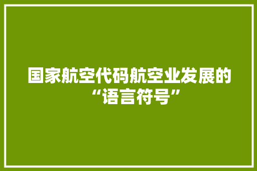 国家航空代码航空业发展的“语言符号”
