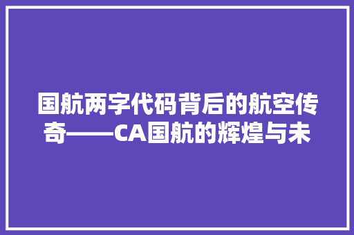 国航两字代码背后的航空传奇——CA国航的辉煌与未来