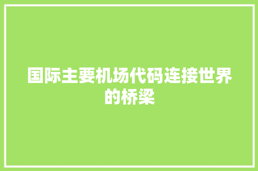 国际主要机场代码连接世界的桥梁