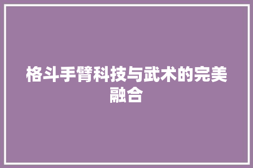 格斗手臂科技与武术的完美融合