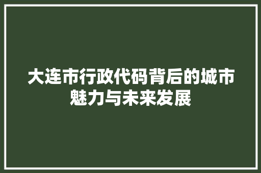 大连市行政代码背后的城市魅力与未来发展