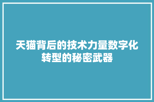 天猫背后的技术力量数字化转型的秘密武器