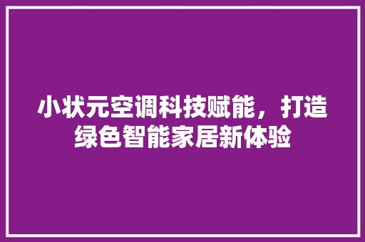 小状元空调科技赋能，打造绿色智能家居新体验