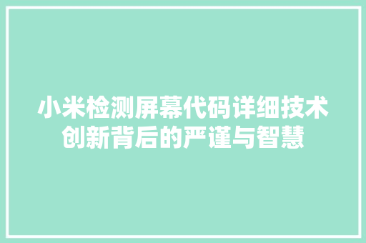 小米检测屏幕代码详细技术创新背后的严谨与智慧  第1张