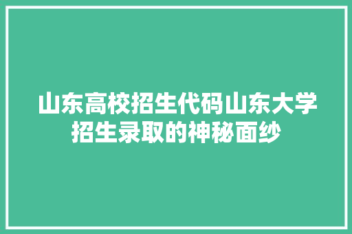 山东高校招生代码山东大学招生录取的神秘面纱