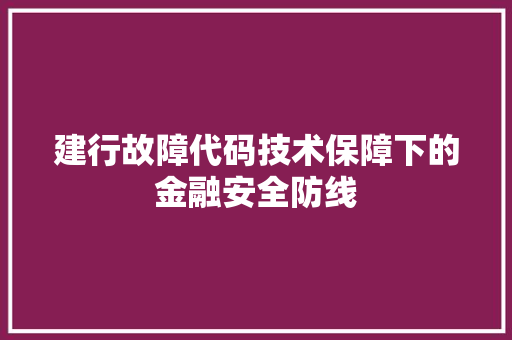 建行故障代码技术保障下的金融安全防线