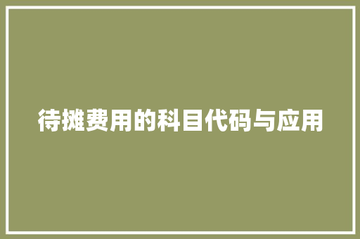 待摊费用的科目代码与应用